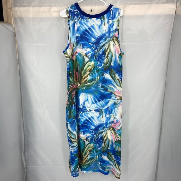 Soft Surroundings Women PXL Penelope Maxi Dress Tropical Sleeveless Floral Palm - Picture 4 of 9